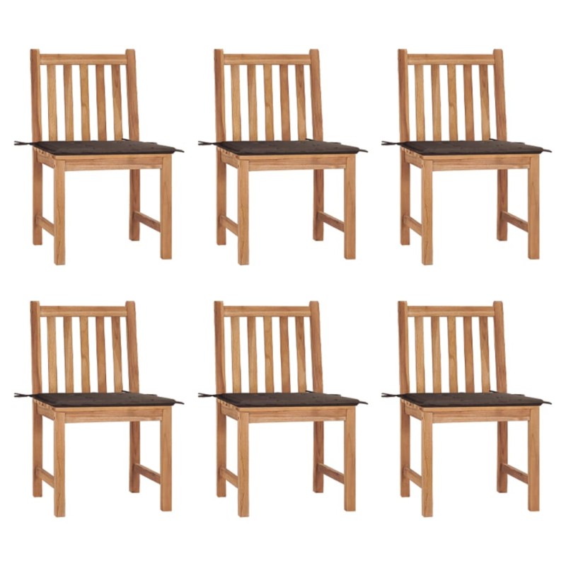 vidaXL Sillas de jardín 6 unidades con cojines madera maciza de teca vidaXL Sillas de jardín 6 unidades con cojines madera maciza de teca