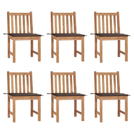 vidaXL Sillas de jardín 6 unidades con cojines madera maciza de teca