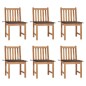 vidaXL Sillas de jardín 6 unidades con cojines madera maciza de teca vidaXL Sillas de jardín 6 unidades con cojines madera maciza de teca