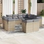 vidaXL Set de sofás de jardín 11pzas con cojines ratán sintético beige