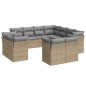 vidaXL Set de sofás de jardín 11pzas con cojines ratán sintético beige