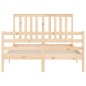 vidaXL Estructura de cama de matrimonio con cabecero madera maciza vidaXL Estructura de cama de matrimonio con cabecero madera maciza