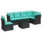 vidaXL Set de comedor de jardín 7 pzas y cojines ratán sintético negro