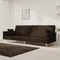 vidaXL Sofá cama de 2 plazas con dos almohadas tela marrón oscuro vidaXL Sofá cama de 2 plazas con dos almohadas tela marrón oscuro