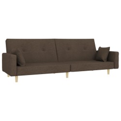 vidaXL Sofá cama de 2 plazas con dos almohadas tela gris taupe