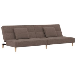 vidaXL Sofá cama de 2 plazas con dos almohadas tela gris taupe
