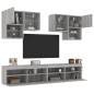 vidaXL Muebles de TV de pared con luces LED 6 piezas gris sonoma vidaXL Muebles de TV de pared con luces LED 6 piezas gris sonoma