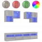 vidaXL Muebles de TV de pared con luces LED 6 piezas gris sonoma vidaXL Muebles de TV de pared con luces LED 6 piezas gris sonoma