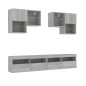 vidaXL Muebles de TV de pared con luces LED 6 piezas gris sonoma vidaXL Muebles de TV de pared con luces LED 6 piezas gris sonoma