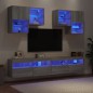 vidaXL Muebles de TV de pared con luces LED 6 piezas gris sonoma vidaXL Muebles de TV de pared con luces LED 6 piezas gris sonoma