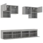 vidaXL Muebles de TV de pared con luces LED 6 piezas gris sonoma vidaXL Muebles de TV de pared con luces LED 6 piezas gris sonoma