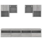 vidaXL Muebles de TV de pared con luces LED 6 piezas gris sonoma vidaXL Muebles de TV de pared con luces LED 6 piezas gris sonoma