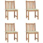 vidaXL Sillas de jardín 4 unidades madera maciza de teca con cojines vidaXL Sillas de jardín 4 unidades madera maciza de teca con cojines