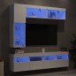 vidaXL Mueble de pared de TV con luces LED 7 piezas blanco vidaXL Mueble de pared de TV con luces LED 7 piezas blanco