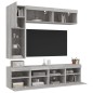 vidaXL Muebles de TV de pared con luces LED 7 piezas gris sonoma vidaXL Muebles de TV de pared con luces LED 7 piezas gris sonoma