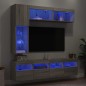 vidaXL Muebles de TV de pared con luces LED 7 piezas gris sonoma vidaXL Muebles de TV de pared con luces LED 7 piezas gris sonoma