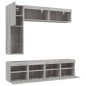 vidaXL Muebles de TV de pared con luces LED 7 piezas gris sonoma vidaXL Muebles de TV de pared con luces LED 7 piezas gris sonoma