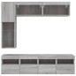 vidaXL Muebles de TV de pared con luces LED 7 piezas gris sonoma vidaXL Muebles de TV de pared con luces LED 7 piezas gris sonoma