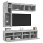 vidaXL Muebles de TV de pared con luces LED 7 piezas gris hormigón