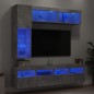 vidaXL Muebles de TV de pared con luces LED 7 piezas gris hormigón