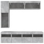 vidaXL Muebles de TV de pared con luces LED 7 piezas gris hormigón
