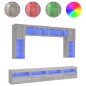 vidaXL Muebles de TV de pared con luces LED 8 piezas gris sonoma vidaXL Muebles de TV de pared con luces LED 8 piezas gris sonoma