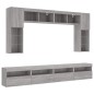 vidaXL Muebles de TV de pared con luces LED 8 piezas gris sonoma vidaXL Muebles de TV de pared con luces LED 8 piezas gris sonoma