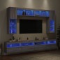 vidaXL Muebles de TV de pared con luces LED 8 piezas gris sonoma vidaXL Muebles de TV de pared con luces LED 8 piezas gris sonoma