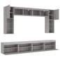 vidaXL Muebles de TV de pared con luces LED 8 piezas gris sonoma vidaXL Muebles de TV de pared con luces LED 8 piezas gris sonoma