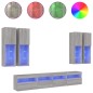 vidaXL Muebles de TV de pared con luces LED 7 piezas gris sonoma