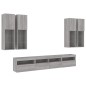 vidaXL Muebles de TV de pared con luces LED 7 piezas gris sonoma