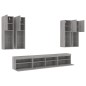 vidaXL Muebles de TV de pared con luces LED 7 piezas gris sonoma