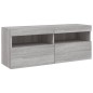 vidaXL Muebles de TV de pared con luces LED 7 piezas gris sonoma