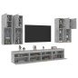 vidaXL Muebles de TV de pared con luces LED 7 piezas gris hormigón vidaXL Muebles de TV de pared con luces LED 7 piezas gris hormigón