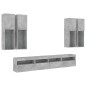 vidaXL Muebles de TV de pared con luces LED 7 piezas gris hormigón vidaXL Muebles de TV de pared con luces LED 7 piezas gris hormigón