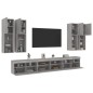 vidaXL Muebles de TV de pared con luces LED 7 piezas gris sonoma vidaXL Muebles de TV de pared con luces LED 7 piezas gris sonoma