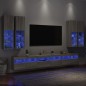 vidaXL Muebles de TV de pared con luces LED 7 piezas gris sonoma vidaXL Muebles de TV de pared con luces LED 7 piezas gris sonoma