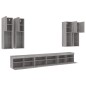 vidaXL Muebles de TV de pared con luces LED 7 piezas gris sonoma vidaXL Muebles de TV de pared con luces LED 7 piezas gris sonoma