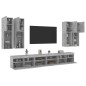 vidaXL Muebles de TV de pared con luces LED 7 piezas gris hormigón