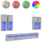 vidaXL Muebles de TV de pared con luces LED 7 piezas gris hormigón