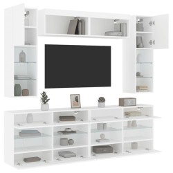 vidaXL Muebles de pared de TV con luces LED 6 piezas blanco