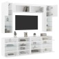 vidaXL Muebles de pared de TV con luces LED 6 piezas blanco