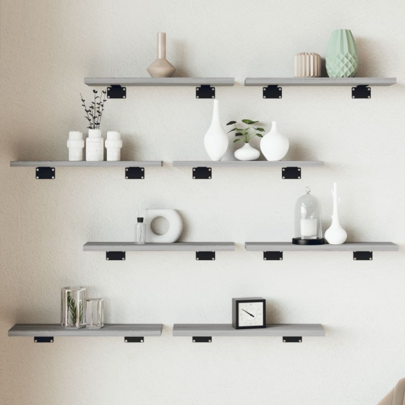 vidaXL Estantes pared 2 uds madera ingeniería gris Sonoma 40x10x1,5 cm vidaXL Estantes pared 2 uds madera ingeniería gris Sonoma 40x10x1,5 cm