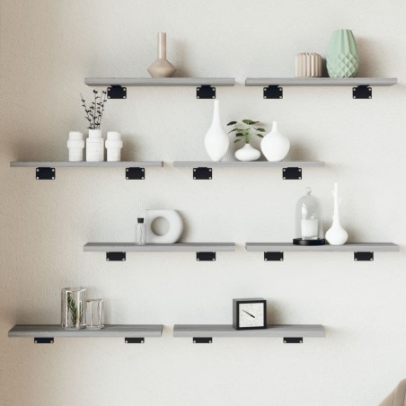 vidaXL Estantes pared 2 uds madera ingeniería gris Sonoma 40x10x1,5 cm