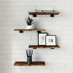 vidaXL Estantes pared 4 uds madera ingeniería roble humo 40x20x1,5 cm
