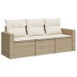 vidaXL Juego de sofás de jardín con cojines beige 3 pzas ratán PE vidaXL Juego de sofás de jardín con cojines beige 3 pzas ratán PE