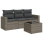 vidaXL Set de sofás de jardín 4 pzas y cojines ratán sintético gris vidaXL Set de sofás de jardín 4 pzas y cojines ratán sintético gris