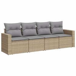 vidaXL Juego de sofás jardín con cojines 4 pzas ratán sintético beige