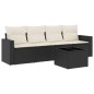 vidaXL Set de muebles de jardín 5 pzas y cojines ratán sintético negro vidaXL Set de muebles de jardín 5 pzas y cojines ratán sintético negro