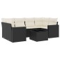 vidaXL Set de comedor de jardín 7 pzas y cojines ratán sintético negro